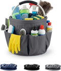 Multifunctional 17L Cleaning Caddy,Foldable 600D Organizer Bag with EVA Grip and 6 Pockets,Portable Storage Tote for Housekeeping,Car Detailing,Garden,Bathroom and Dorm (gray)