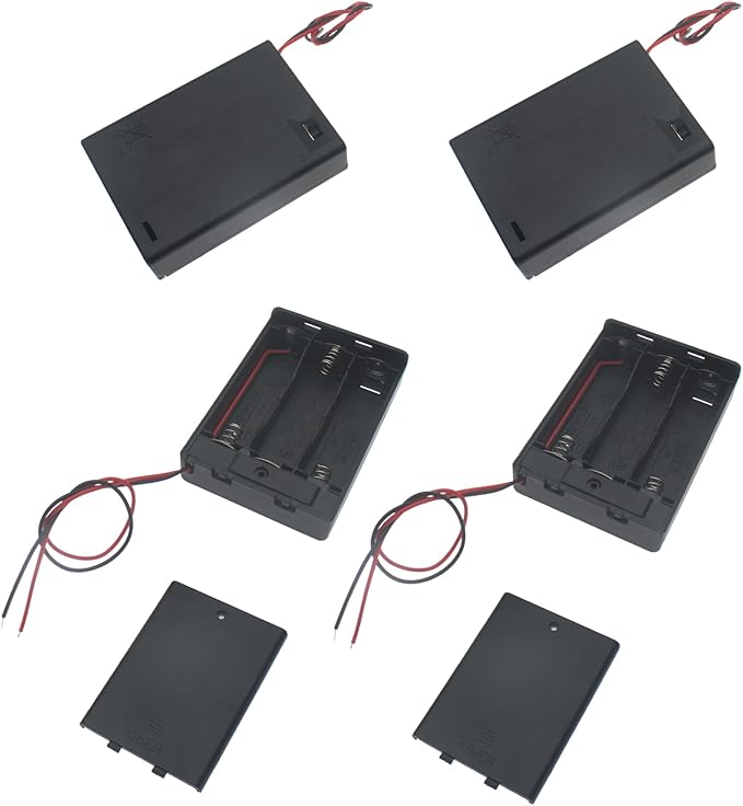 6 PCS 3 Slots Battery Holder Bundle with Switch and Leads Plastic AA Battery Case 3 X 1.5 V AA Battery Storage Box with Cap