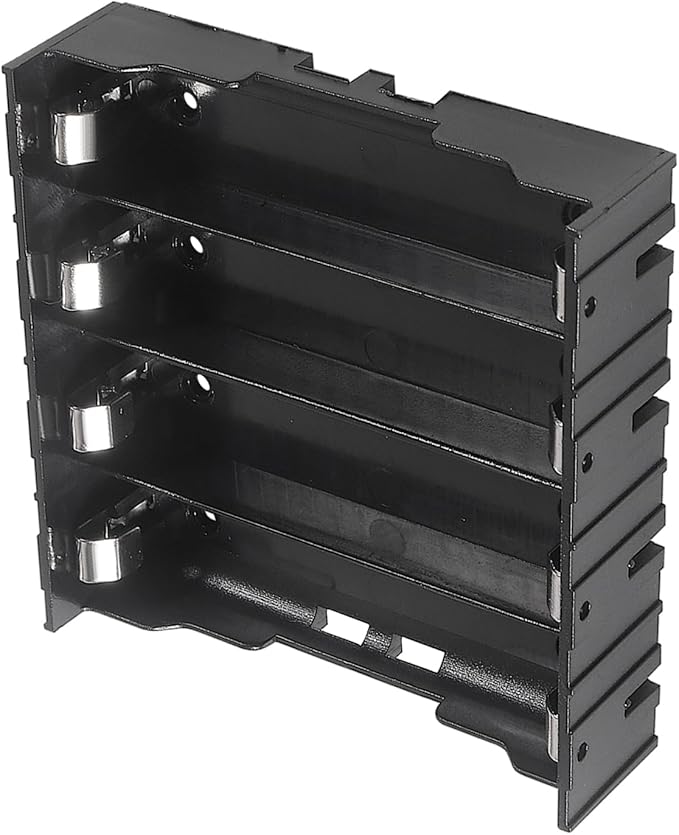 18650 Battery Case Holder 4 Slots X 3.7V 18650 Battery Storage Box, in Parallel Black Plastic Batteries Clip Box with Pin for DIY Parallel or Series Circuit PCB Projects (6pcs ABS 4 Slots)