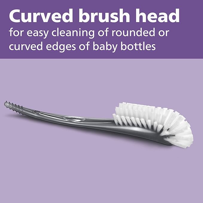 Philips AVENT Baby Bottle Brush | Nipple Cleaning | Grey | Pack of 2 | SCF145/18