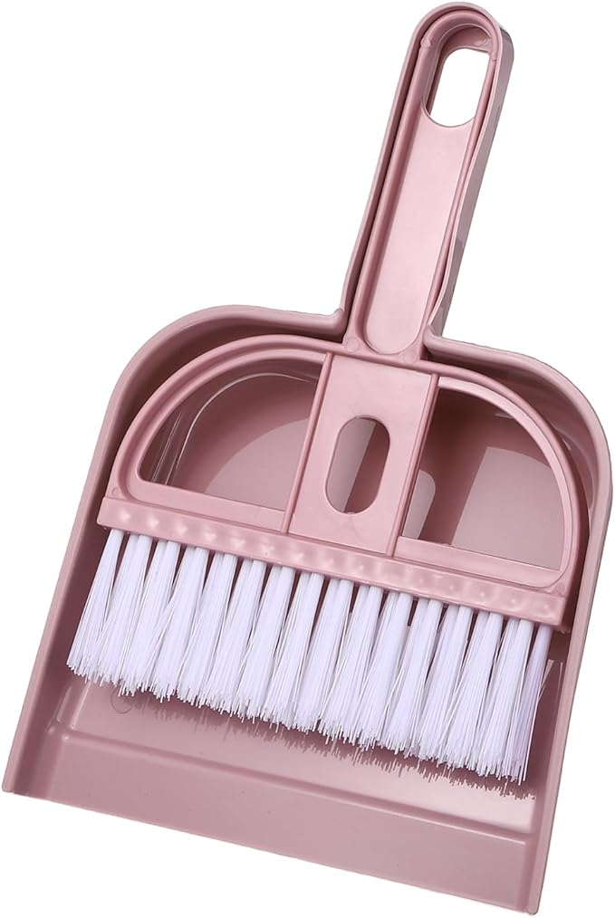 uxcell 2 Pcs Mini Dustpan and Brush Set, Small Broom and Dustpan Set for Home Office Tabletops Sofas Keyboards Cleaning, Pink