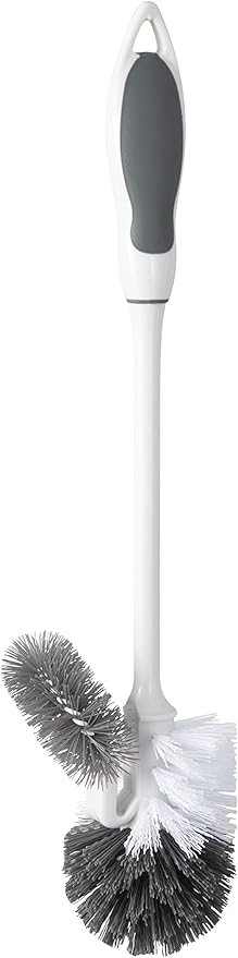 Superio Toilet Brush with Holder Grey, Comfort Grip, Matching Caddy, Clean Bathroom, Heavy Duty (Toilet Brush 2-Pack)