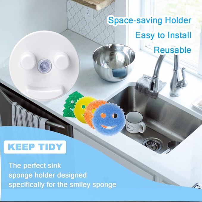 Scrub Sponge Holder for Kitchen Sink - 2Pack Suction Cup Sponges Holder - Sink Sponge Caddy Organizer Daddy Holder