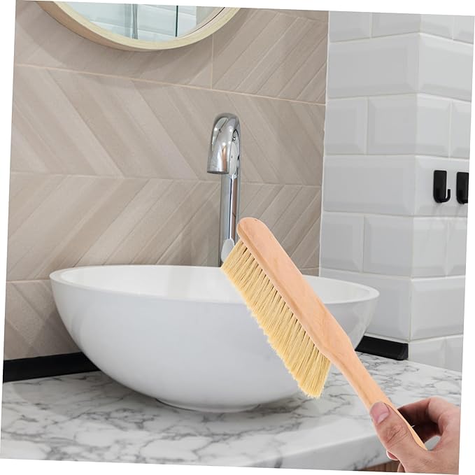 PRETYZOOM 2pcs Soft Bristle Hand Broom with Wooden Handle for Dust Cleaning Multi Use Cleaning Brush for Car Bed Couch and Household Surfaces