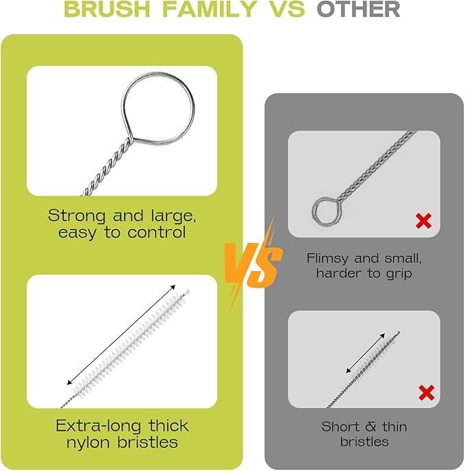Reusable Straw Cleaner Brush Set - 8PCS Extra Long 12 inch Metal Straw Cleaning Brushes for Tumbler, Sippy Cup, Water Bottles, Pipes