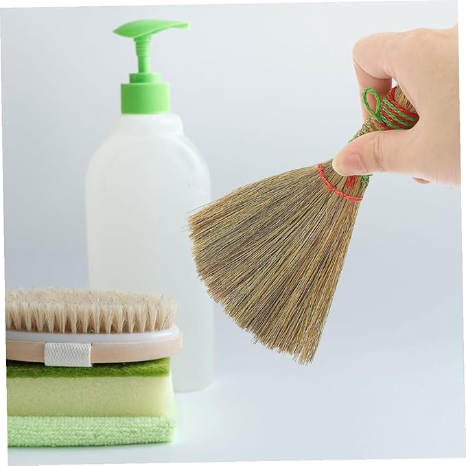 3pcs Portable Desk Brooms Small Whisk Dust Removing Brooms Short Handle Home Cleaning Tools for Desktop Sofa Cabinet Corn Bristle Sweepers