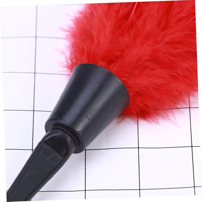 Red Turkey Plumage Duster Tool with Non-Slip Handle Soft Large Microfiber Head for Dust Control Ceiling Fans Blinds Furniture and Corners Expandable Cleaning Sweep