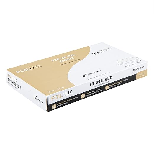 Restaurantware-Foil Lux 10.8 x 9 Inch Pop-Up Sheets, 2000 Disposable Papers For Food - Orange Peel Embossing, Interfolded, Gold Aluminum Foil Sheets, Greaseproof, Freezable And Oven Ready