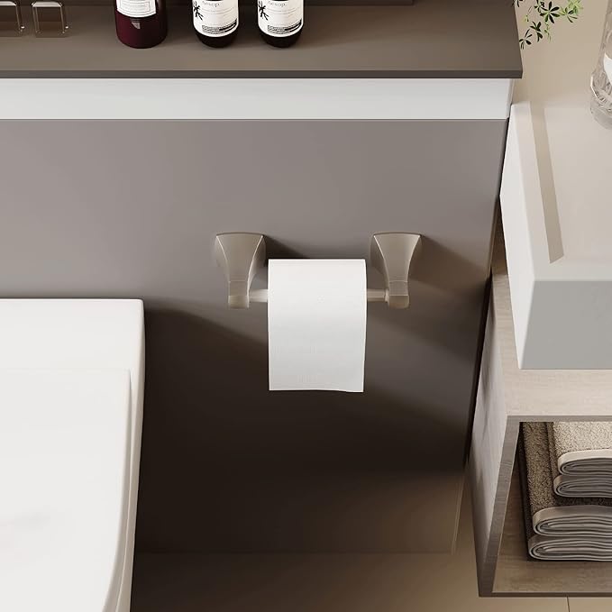 Brushed Nickel Toilet Paper Holder Bathroom Double Post Pivoting Tissue Roll Holder Stainless Steel and Zinc Alloy Wall Mount