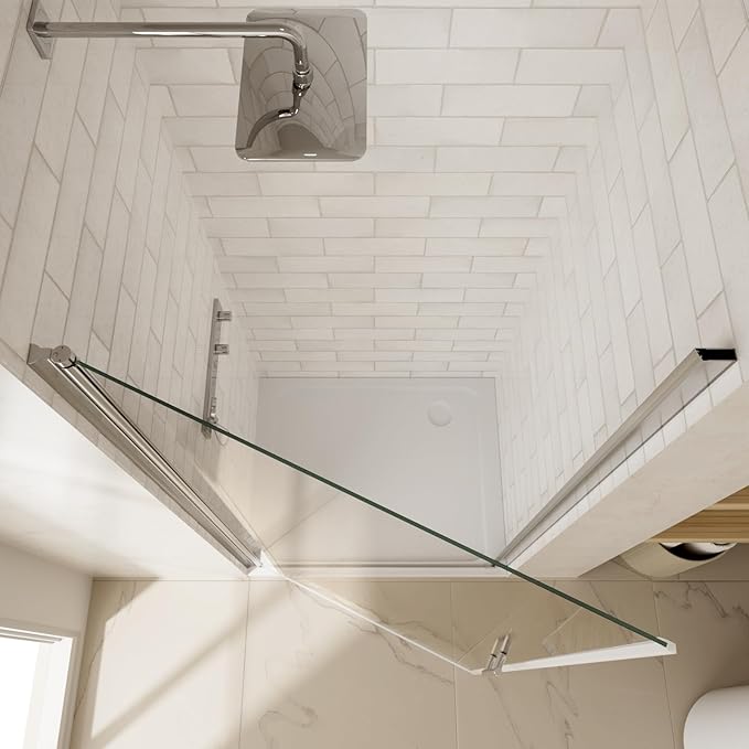 34-35.4" W x 72" H Shower Door,Royal Guard Frameless Pivot Shower Door with 1/4" Clear Tempered Glass, Pivot Swing Shower Glass Door,Chrome Finish