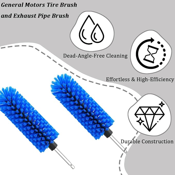 Drill Brush for Car Wheel, Soft No Scratches Vehicle Rim Cleaning Brush for Wheel Rim Engine, Highly Density Automotive Tire Drill Cleaner Tool, Universal for Most Vehicles (Blue)