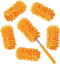 Microfiber Duster for Cleaning,6 Pcs Hand Washable Dusters with 11" to 29.5" Reachable Pole,Small Dusters for Cleaning Office Car Computer Furniture Sofa Ceiling Fan (Orange)