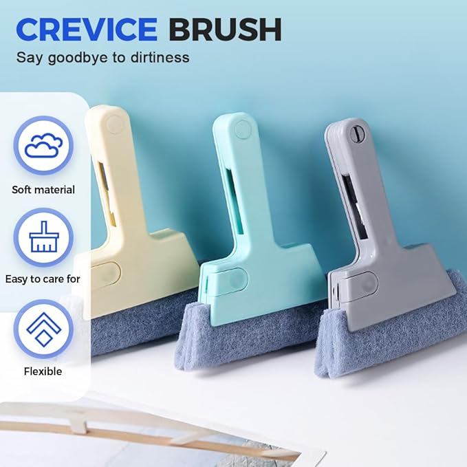 Magic Window Track Cleaner, 2025 New Magic Window Cleaning Brushes, Window Groove Cleaning Brush Tools Set, Hand-held Crevice Cleaning Brush for Window Slides and Gaps (Yellow)