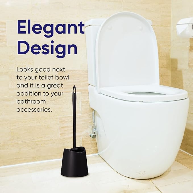 Toilet Brush Cleaner and Holder Black Toilet Bowl Cleaner Brush with Scrubbing Wand, Brush and Storage Caddy for Easy Bathroom Cleaning