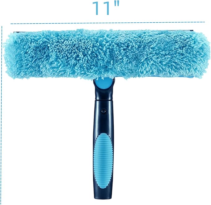 11" Window Squeegee and Microfiber Scrubber 2-in-1 Combo Cleaning Tools (Attachement Only) (4)