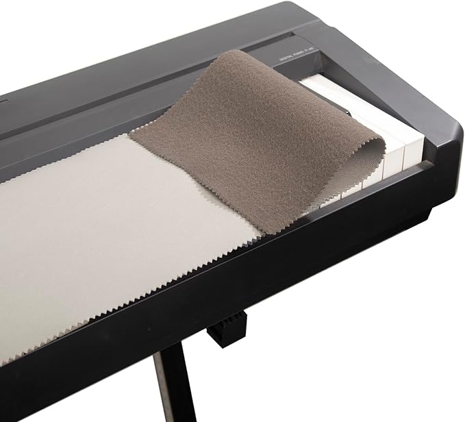Piano Keyboard Anti-Dust Cover High Technology Fabric Key Cover Cloth Fit For Upright Piano, Electric Piano & Grand piano (Dark blue) (White)