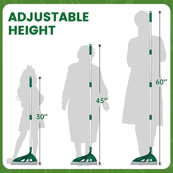 Air Broom for Household Cleaning, Silicone Broom with Adjustable Height&Angle Aluminum Handle, Squeegee Broom for Wet&Dry Messes, Hair, Liquids, Glass, Bathroom, Kitchen on Smooth Floor (Green)