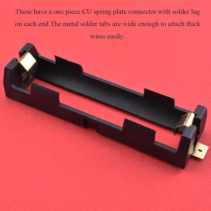 HAHIYO 18650 1 Slot Battery Holder Clip Storage Case Copper Good Contacts 3.7V DIY Charging Power Not Leak Secure Snug Hold Wide Tab Easy Solder Remove for Circuit PCB SMT Parallel Pin 2PCS