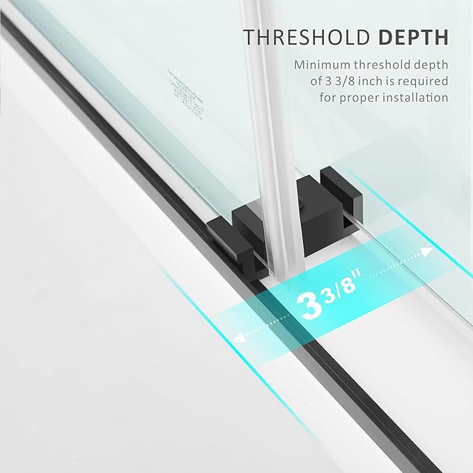 Frameless Double Sliding Shower Door 56-60'' W x 62'' H,Matte Black Stainless Steel Handles Glass Door for Bathtub,Tub Shower Door with 3/8" (10mm) Clear SGCC Tempered Glass