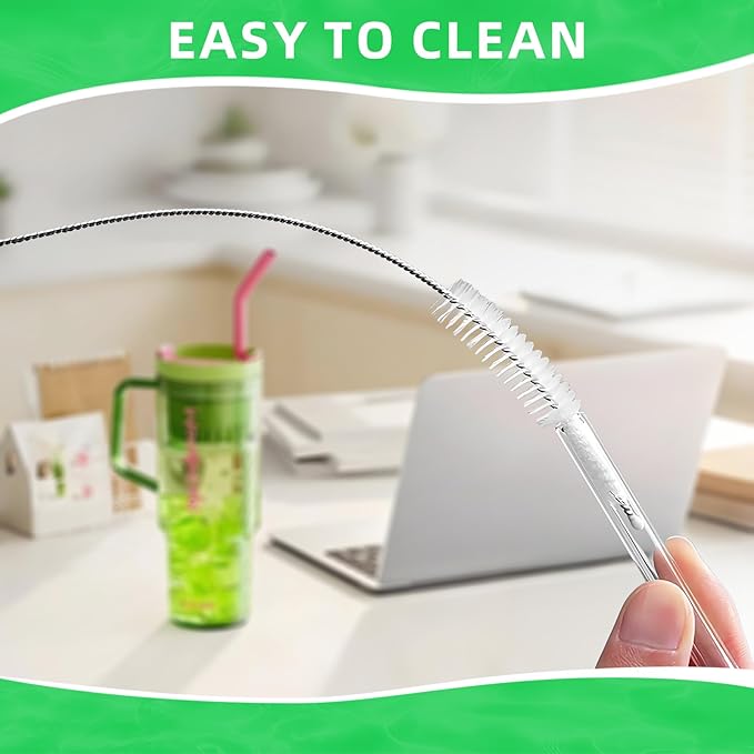 Cleaning Brushes for Reusable Drinking Straws, Set of 5, Long Wire Handle, Bottle and Straw Cleaner for Stanley Mug, Sippy Cup, Water Bottle and Tubes, Reusable and Flexible