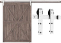 SMARTSTANDARD 10 Feet Brushed Nickel Barn Door Hardware Kit-Heavy Duty Sliding Track-Smoothly and Quietly-Easy to Install-Fit 60" Wide Door Panel (J Shape Hanger)