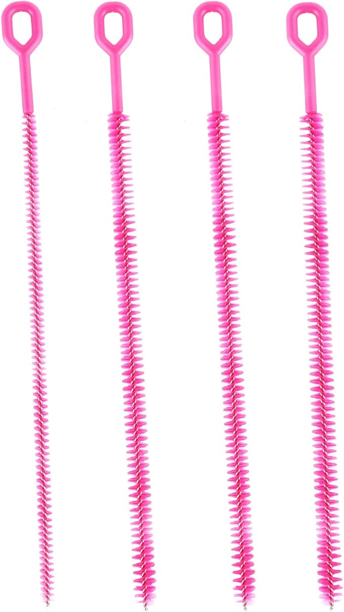 4pcs Straw Cleaner Brushes for Stanley, 12.6in Extra Long 3 Sizes Full Bristles Coverage Reusable Drinking Straw Brush Cleaning Accessories for Water Bottle Tumblers Sippy Cup Tube (Rose Pink)