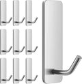 Small Self Adhesive Hooks for Walls No Damage, 6-Pack Stainless Steel Stick on Hooks for Hanging Towel Key Hat Bag Jewelry, Sticky Hangers for Kitchen Bathroom Door (Silver(10pcs))