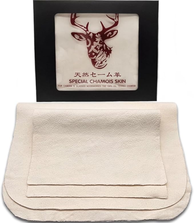 Glasses Cleaning Cloth Chamois Leather Natural Premium Cloth,Eye Glass Clean Cloths Safe and Effective Cleans Jewelry,Lens,Eyeglass,Sunglass,Car,Screen,Camera (2Pcs-6”x8”+8”x12”)