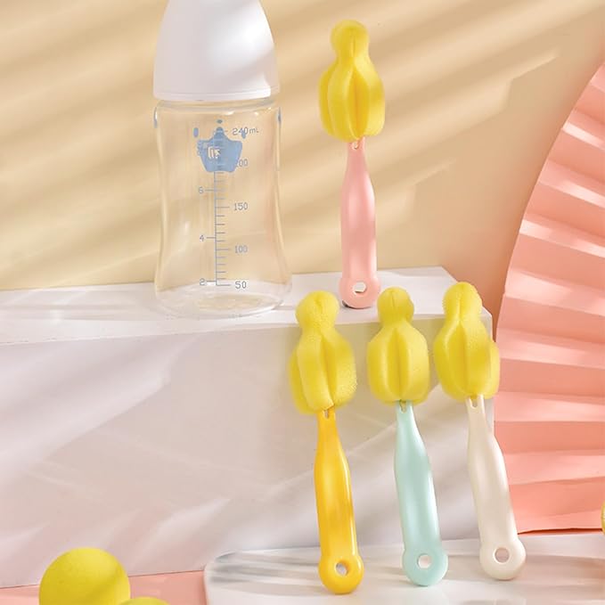 ponge Bottle Brush 6PCS Sponge Nipple Brushes Baby Bottle Nipple Cleaning Brush Long Handle Baby Milk Bottle Brush (6PCS)