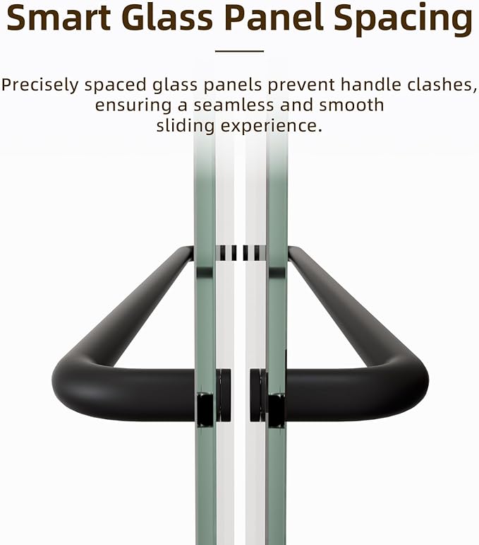 Shower Door,50-54" W x 70" H Semi-Frameless Double Sliding Glass Shower Doors with 1/4'' (6mm) Clear SGCC Tempered Glass Panel,Bypass Shower Enclosure,Matte Black