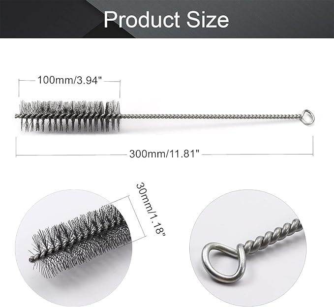 Utoolmart Steel Wire Cleaning Brush, Spiral Power Tube Brush, Steel Wire Tube Brush Cleaning Tool, Tube Bottle Brush, 1.2-inch Diameter 12-inch Length, 5pcs