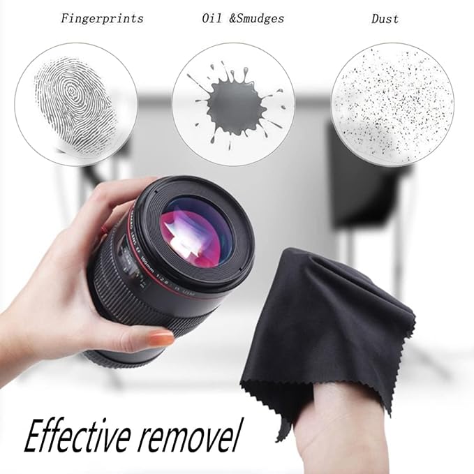 12 Pack Eyeglass Cleaning Cloths for Glasses, 6 Black & 6 Gray, 6x7 Inch Soft Lint-Free Lens Cleaning Wipes Glasses Cleaner Cloth for Screens, Cameras, and Electronics