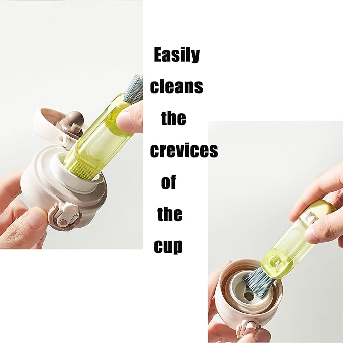 PandaEar 3 in 1 Cup Lid Gap Cleaning Brush Set, Multifunctional jar lids Cleaning Tools, Home Kitchen Crevice Brush Tools (Green/Blue/Pink)