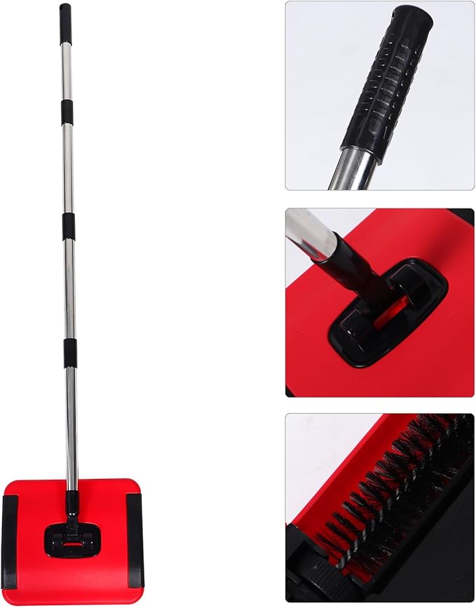 Cordless Hand Push Carpet Sweeper with Rotating Brush Rolls for Pet Hair and Dust Removal Versatile Floor Cleaner for Carpets Hardwood Floors Tiles Easy Maintenance Manual Vacuum