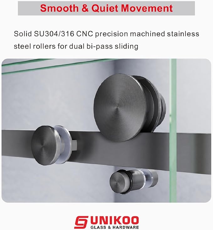 3/8" (10mm) Sliding Glass Shower Door, 61-65" W x 80" H Frameless Bathroom Door with Easy-Cleaning Coating,Space Gray