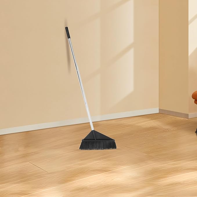 Veemoon Heavy Duty Stiff Bristle Outdoor Broom with Long Handle, Wide Push Broom for Yard, Garden, Warehouse Cleaning, Sturdy Household Sweeping Tool for Home and Office Use