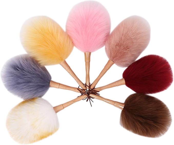 MaikOn Tools, Set Feather Duster Pure Lambs Wool Duster with Wood Handle, Fluffy Lambswool Duster, Flexible, Good Grips, Anti-Static, Duster for Home, Office and Car, 6 Colors Handle Dusters(Color:C)