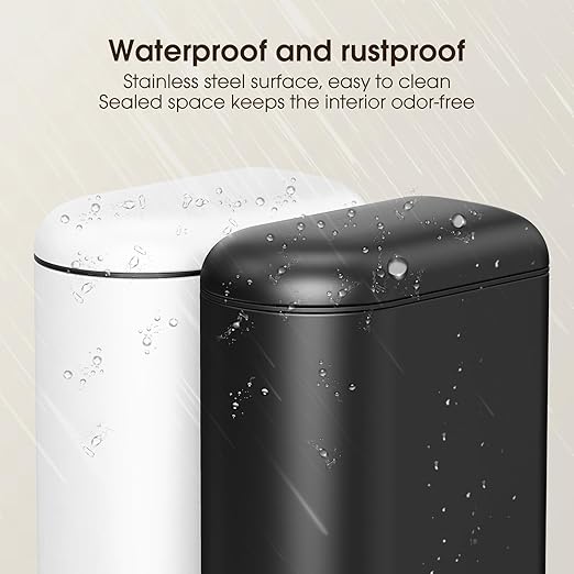 CEROELDA Small Bathroom Trash Can with Lid Soft Close, 5L/1.3 Gallon Stainless Steel Slim Garbage Can, Metal Waste Basket with Step Pedal, for Office, Bedroom, Toilet, Dorm Room (White, 1.3 Gallon)