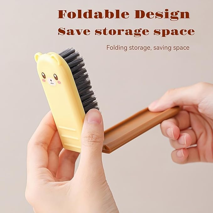 Little Bear Folding Portable Shoe Brush,Multi Functional Bristle Cleaning Brush for Clothes, Carpet,Bathtub,Toilet, Etc(Green)