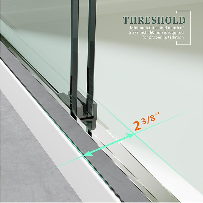 Chrome 44"-48" W x 72" H Semi-Frameless Glass Shower Door,Bathroom Sliding Door with 1/4'' Clear Tempered Glass,Plating Silver Stainless Steel Hardware Double Handles Bypass Doors