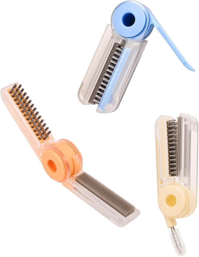 4 in 1 Cup Lid Cleaning Brush Set (3 Pcs, Blue,Orange,Beige) Foldable Cup Lid Cleaning Brush Set Folds in Completely Design