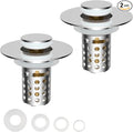 Universal Bathroom Sink Drain Strainer Hair Catcher 2PCS Upgraded with Removable Stainless Steel Filter Basket, 3 in 1 Pop Up Sink Stopper for 1.1''~2.36'' Sink Basin Hole, Chrome