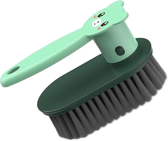 Little Bear Rotating Multi Functional Laundry Brush,Extended Bristle Cleaning Brush for Clothes, Carpet,Shoes, Etc(Green)