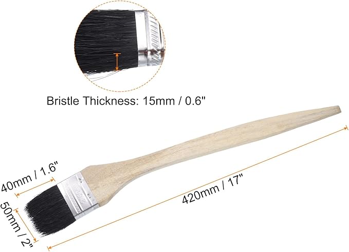 uxcell 3pcs Bent Radiator Paint Brush 2" Width Curved Wall Paint Soft Bristle Brushes with Long Wood Handle for Painting DIY Wall Treatment