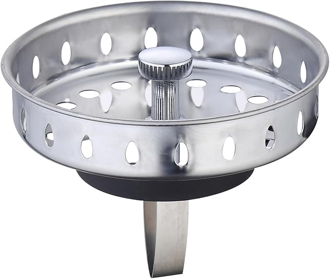 Kitchen Sink Basket Strainer Replacement for US Standard Drains (3-1/2 Inch), Premium 304 Stainless Steel Body W/with Brass Post (Spring Clip) 1 Pack