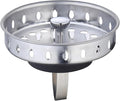 Kitchen Sink Basket Strainer Replacement for US Standard Drains (3-1/2 Inch), Premium 304 Stainless Steel Body W/with Brass Post (Spring Clip) 1 Pack
