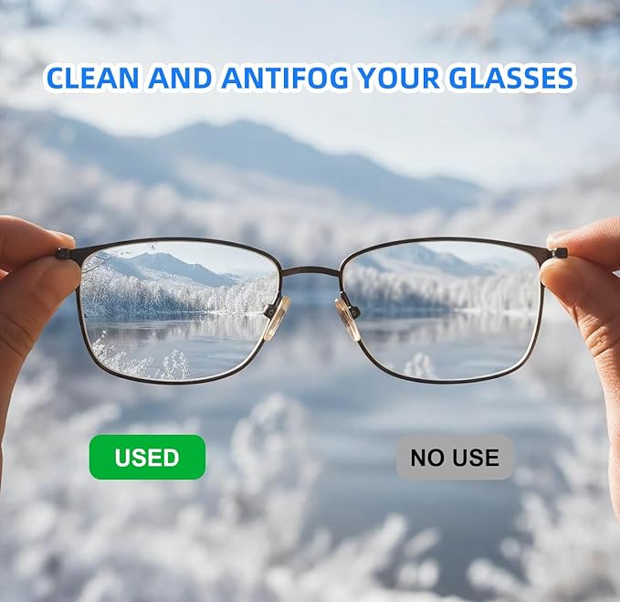 Anti-Fog Wipes for Glasses – Eye Glasses Cleaner Wipes, 100 Pack, Individually Wrapped, Pre-Moistened, Quick-Dry, Scratch-Free for Goggles, Camera, Watch, Lens, Laptop, Phone Screens