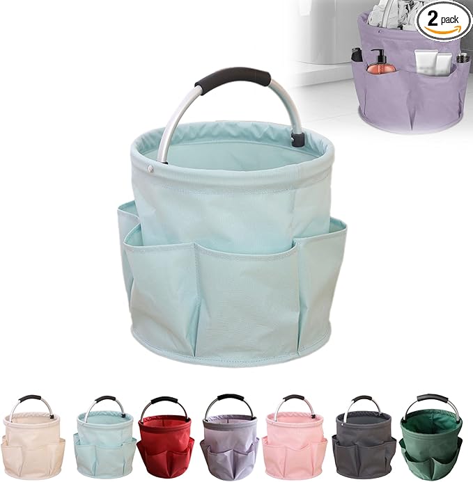 Professional Cleaning Caddy Organizer - 11" Wearable Cleaning Supply Bag with Adjustable Shoulder Strap & Handle - Housekeeper Essentials Organizer for Detailing Tools & Supplies (Sky Blue)