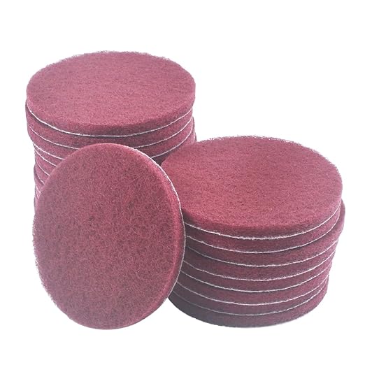 5 Inch 400 Grit Drill Brush Scrubber Scouring Pads, 20 Pcs Hook & Loop Power Scrubber Scouring Pads for Rotary Tools, Random Orbital Sander (Red)