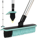 Grout Cleaner Brush with Long Handle, V-Shaped Floor Scrub Brush Swivel Grout Brush Stiff Bristle Floor Grout Scrubber for Bathroom, Tile Line, Crevice, Kitchen, Wall, Deck, Garage (Green)